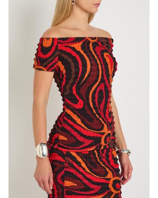 Emilio Pucci Red Printed Seersucker Top