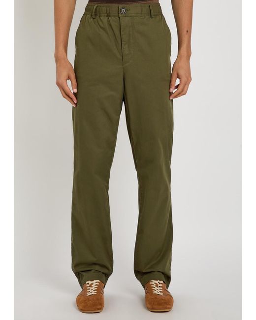 Oliver Spencer Green Ashdown Straight-Leg Cotton Trousers for men