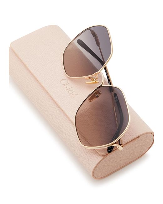 Chloé Metallic Chloe Hexagonal-frame Sunglasses