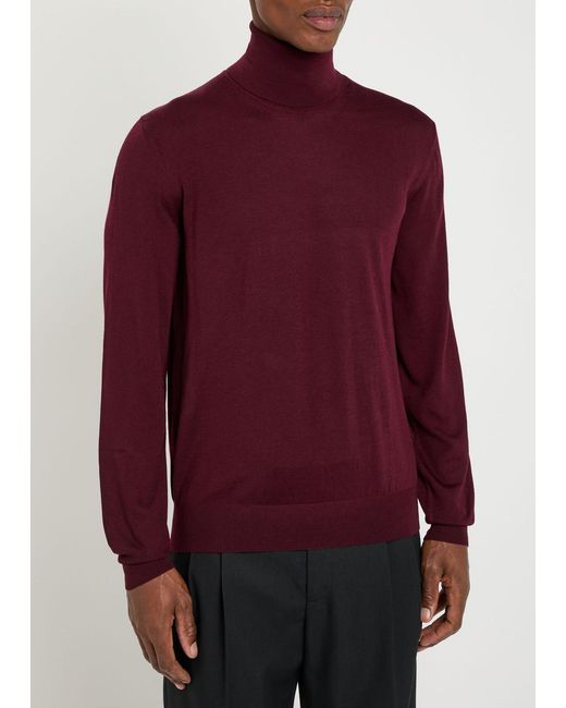 Saint Laurent Red Roll-Neck Wool Jumper for men