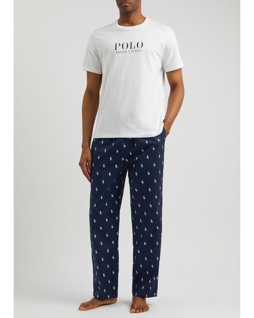 Polo Ralph Lauren Blue Logo-Print Cotton Pyjama Trousers for men