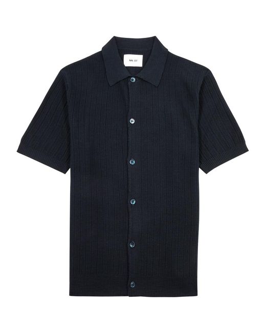 NN07 Blue Nolan Knitted Shirt for men