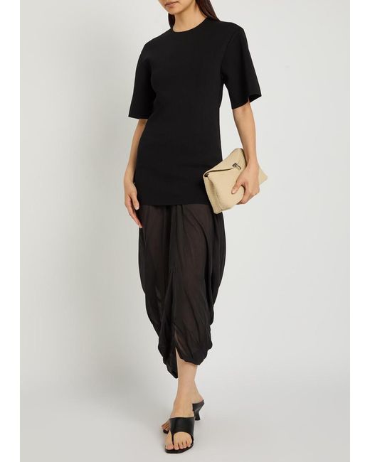 Totême  Black Layered Cocoon-Skirt Knit Midi Dress