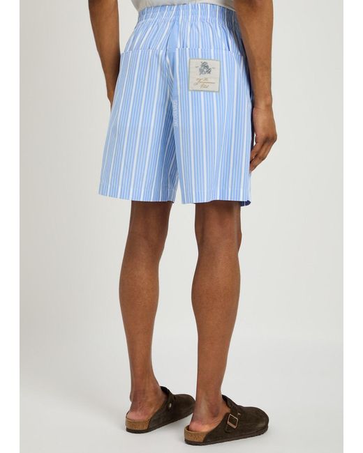 Jacquemus Blue Le Short Aloe Striped Cotton Shorts for men
