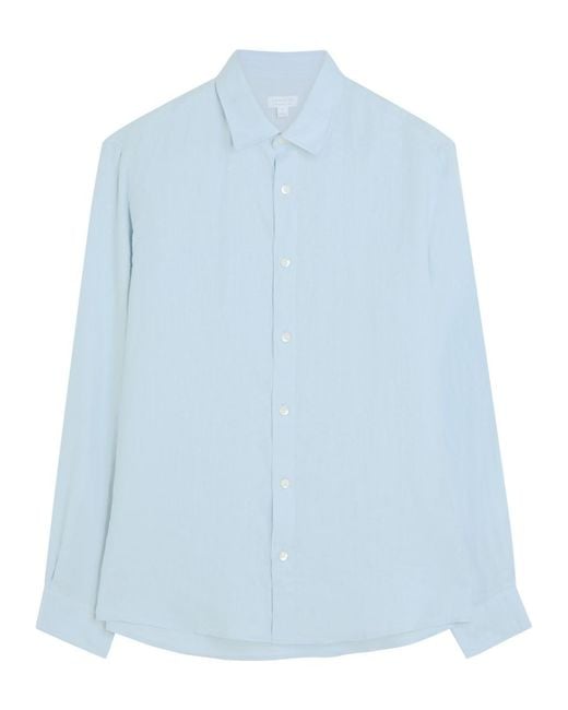 Sunspel Blue Linen Shirt for men