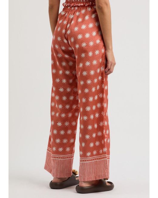 Cloe Cassandro Red Coco Printed Satin Trousers