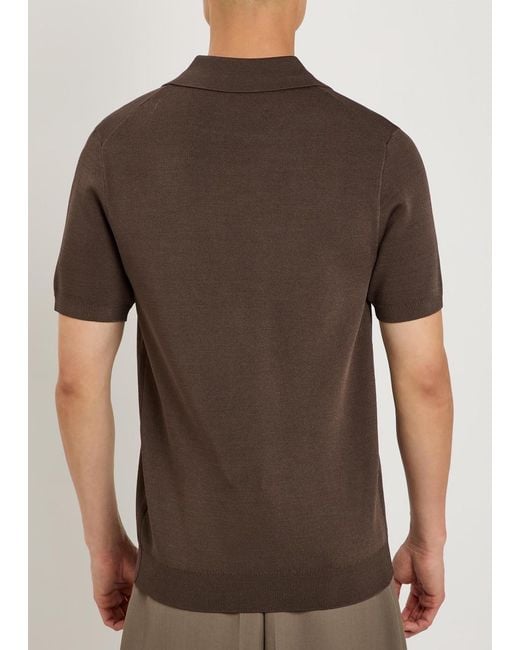 Raith Brown Privida Knit Polo Shirt for men