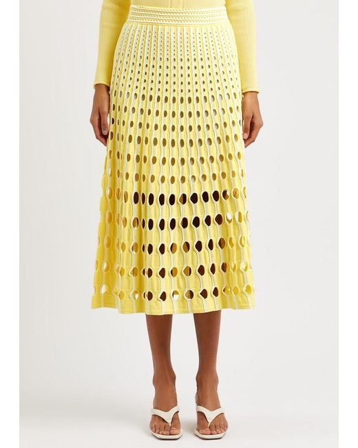 Jonathan Simkhai Yellow Jax Open-knit Midi Skirt