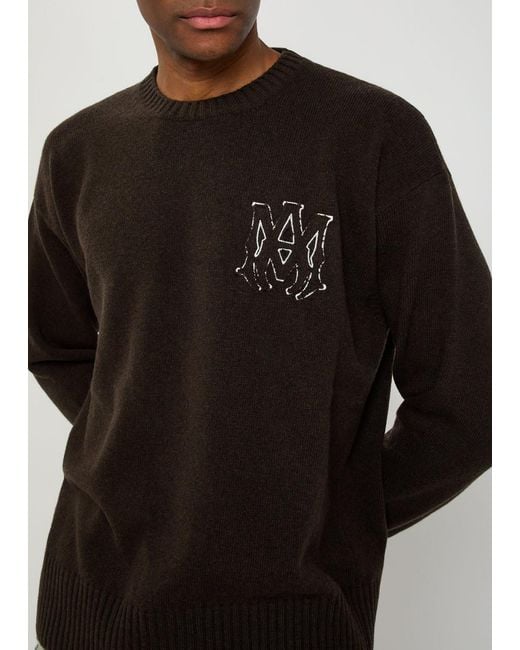 Amiri Black Ma Logo-Appliquéd Wool Jumper for men