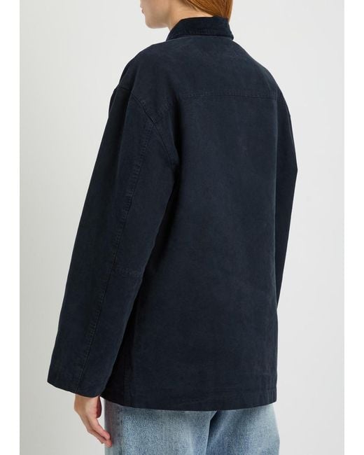 Nili Lotan Blue Devin Corduroy-Collar Cotton Jacket
