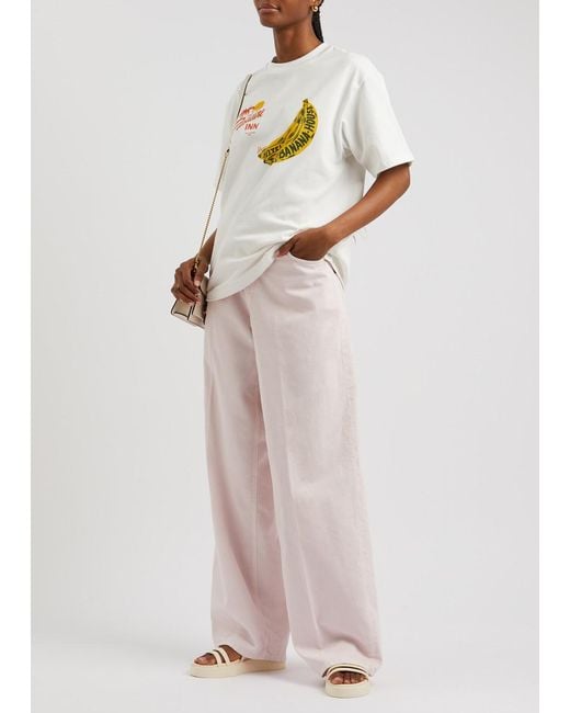 ALÉMAIS White Banana Printed Cotton T-Shirt