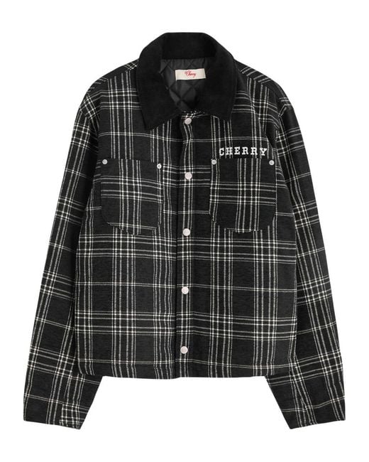 CHERRY LA Black Checked-Jacquard Chenille Jacket for men
