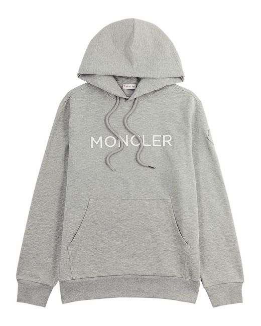 Moncler Gray Logo Hooded Stretch-cotton Sweatshirt for men