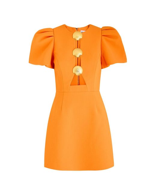 Rebecca Vallance Orange Sirene Shell-Embellished Mini Dress