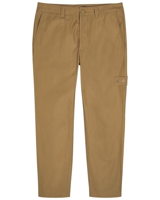 Stone Island Natural Ghost Straight-Leg Cotton-Poplin Trousers for men
