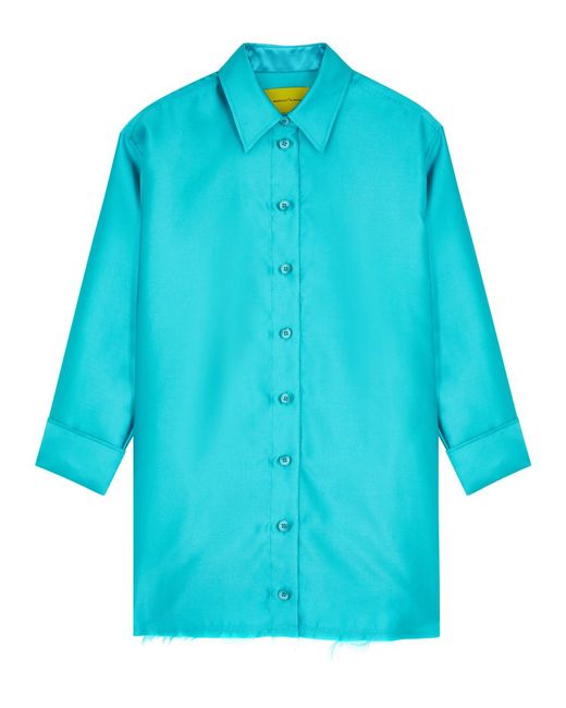 Marques'Almeida Blue Oversized Satin Shirt