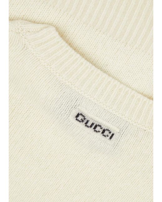 Gucci Natural Logo-intarsia Wool-blend Jumper