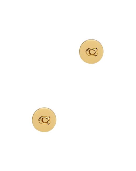COACH White Signature C Stud Earrings