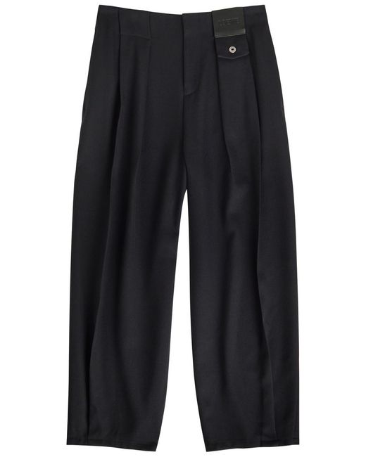Loewe Blue Logo-Appliquéd Barrel-Leg Wool Trousers for men