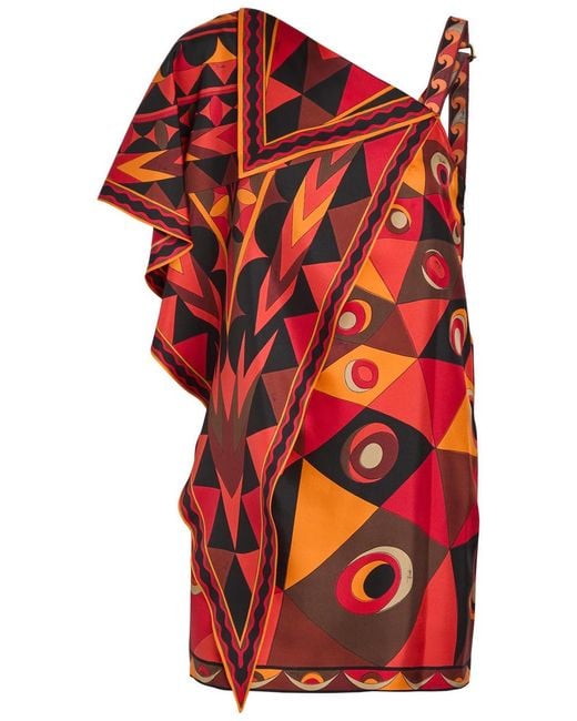 Emilio Pucci Printed Layered Silk-Twill Mini Dress
