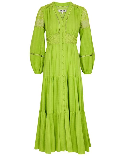 Diane von Furstenberg Gigi Tiered Cotton Midi Dress in Green | Lyst Diane von Furstenberg Gigi Tiered Cotton Midi Dress in Green | Lyst