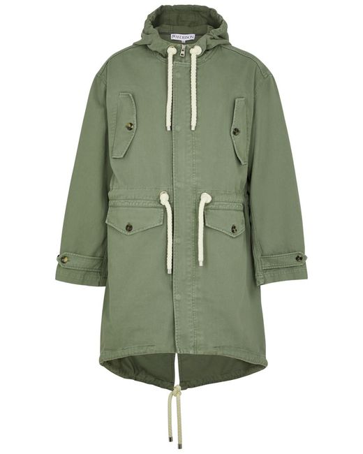 J.W. Anderson Green Hooded Cotton-twill Parka for men