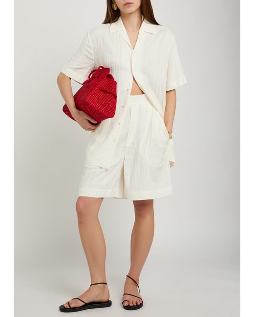 Delos White Lazarus Textured Woven Shorts