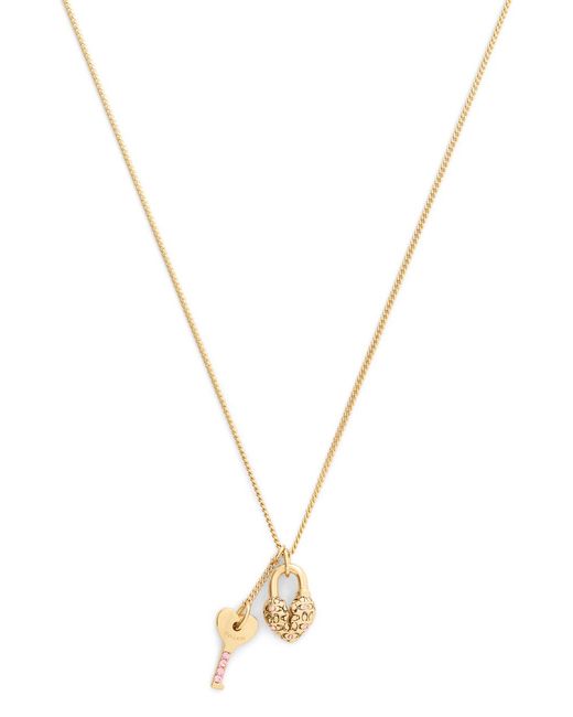COACH Metallic Heart Padlock And Key Necklace