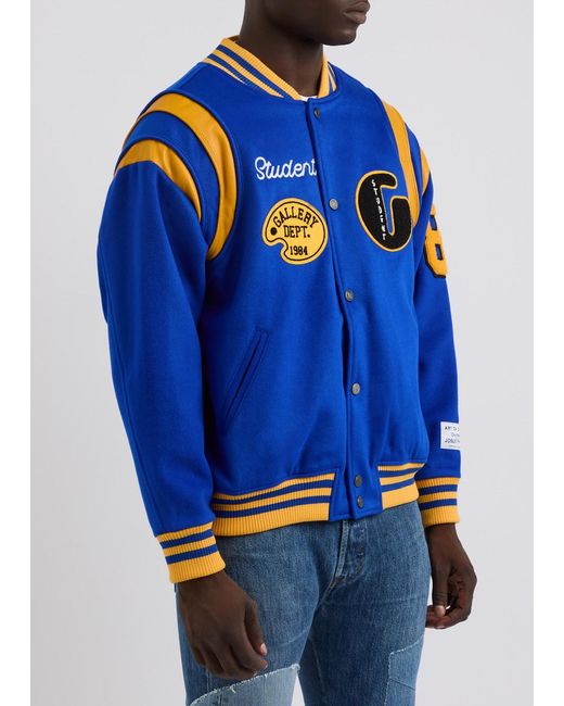 GALLERY DEPT. Blue Logo Panelled Wool-Blend Varsity Jacket for men