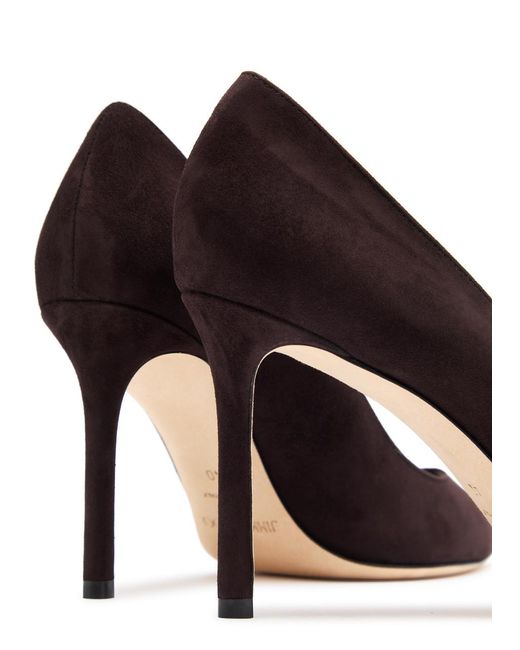 Jimmy Choo Brown Pointed Suede Mid-Heel Pumps