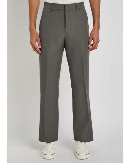 AMI Gray Straight-Leg Wool Trousers for men