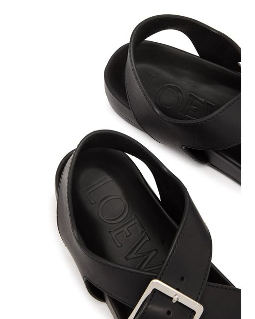 Loewe Black Ease Buckle Leather Sandals