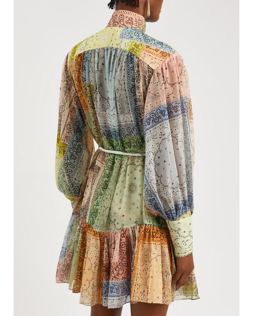 Zimmermann Multicolor Matchmaker Lantern Cotton-blend Mini Dress