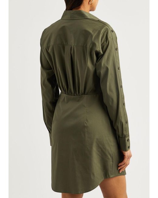 Veronica Beard Green Rae Stretch-cotton Poplin Mini Shirt Dress