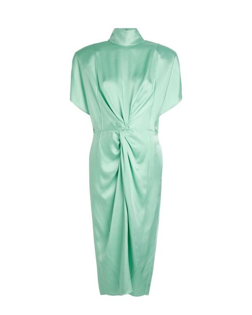 Stella McCartney Green Twisted Satin Midi Dress