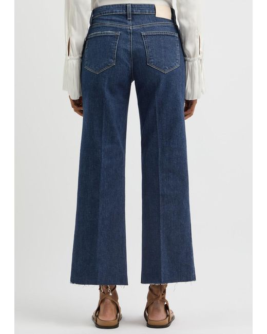 PAIGE Blue Leenah Ankle Cropped Straight-Leg Jeans