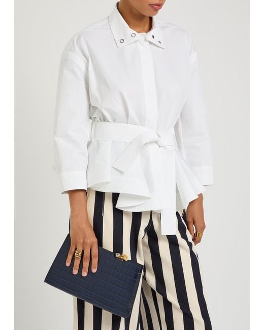 Jacquemus Blue Le Salon Crocodile-Effect Leather Shoulder Bag