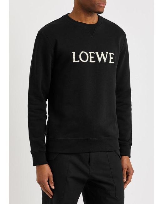 Loewe Black Logo-embroidered Cotton Sweatshirt for men