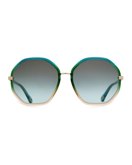 Chloé Green Franky Octagon-frame Sunglasses