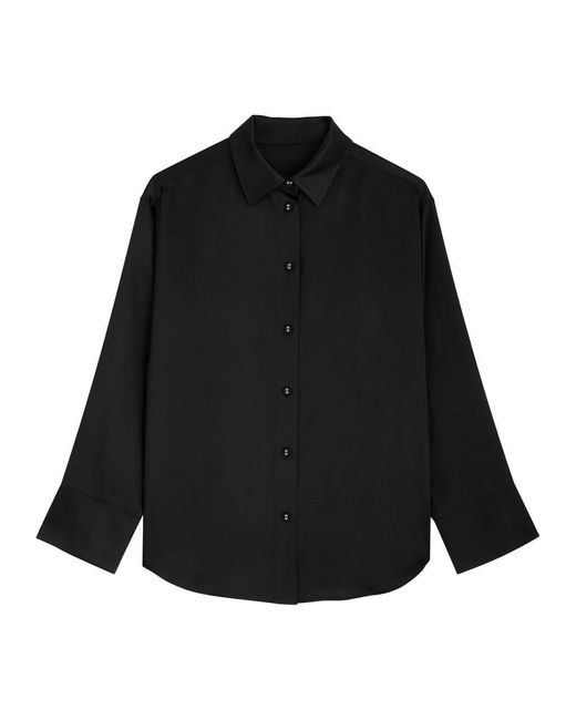 Fleur Of England Black Fleur Du Jour Silk-Satin Pyjama Shirt