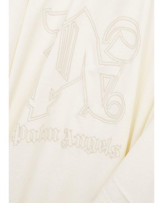 Palm Angels White Logo-embroidered Cotton T-shirt