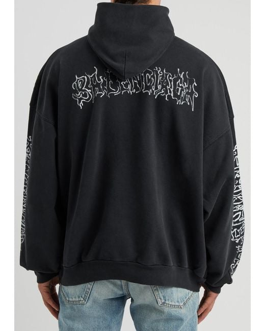 Balenciaga Black Diy Metal Hooded Cotton Sweatshirt for men