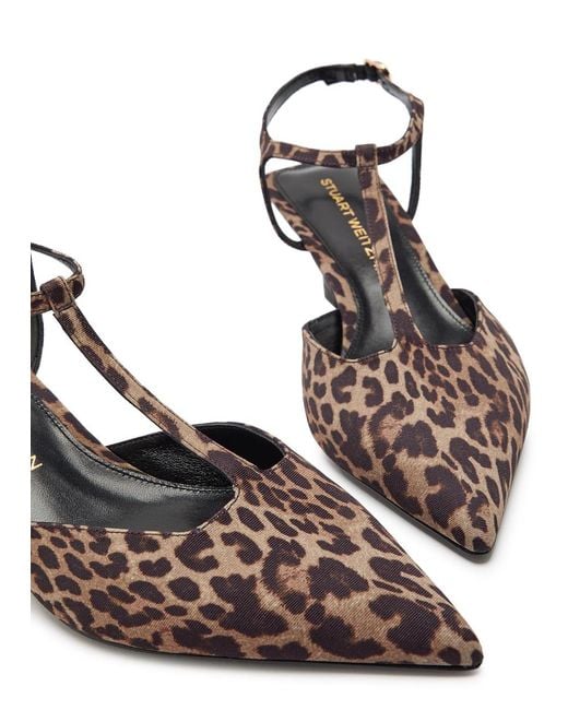 Stuart Weitzman Brown Vinnie 50 Leopard-Print Slingback Pumps
