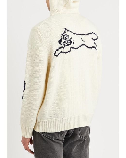 ICECREAM White Ice Running Dog Logo Knitted Jacket for men