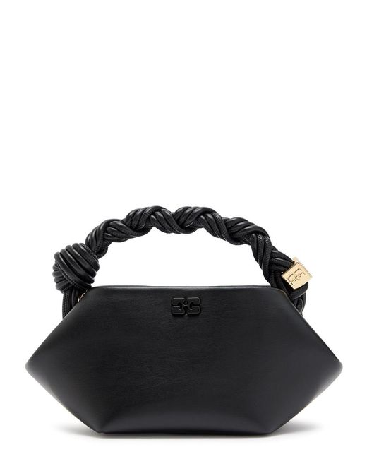 Ganni Black Bou Mini Leather Top Handle Bag