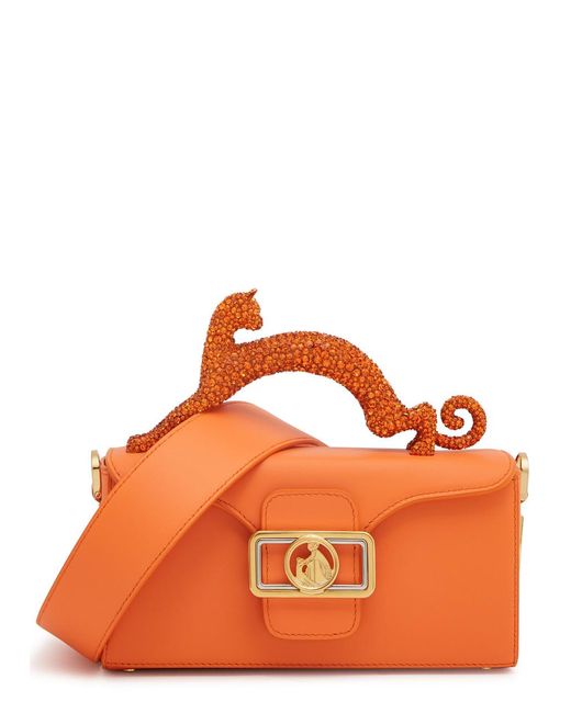 Lanvin Orange Pencil Cat Small Leather Top Handle Bag