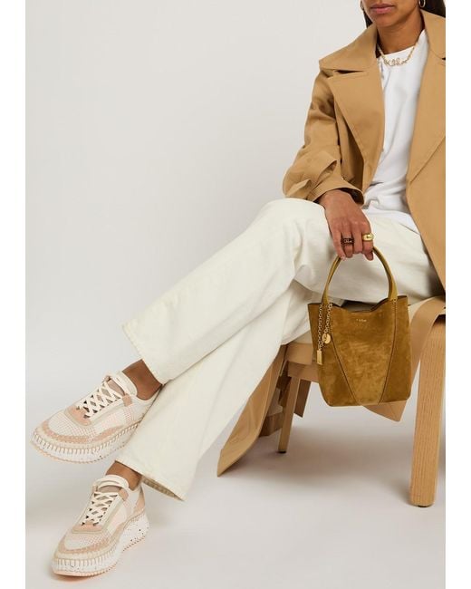 Chloé Natural Nama Panelled Knitted Sneakers