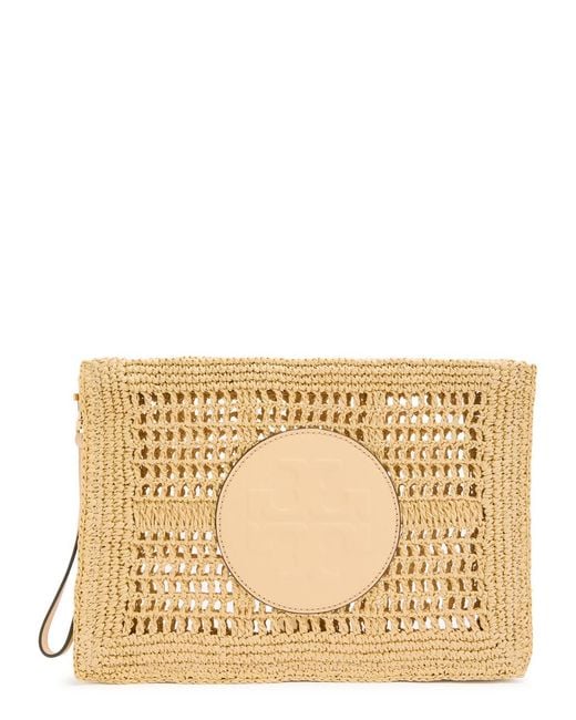 Tory Burch Natural Ella Raffia Clutch