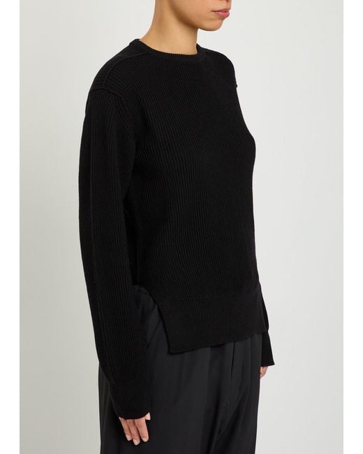 Rick Owens Black Fisherman Ribbed Wool Jumper
