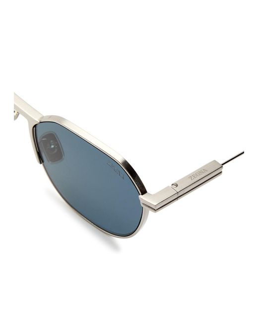 Zegna Blue Round-Frame Sunglasses for men